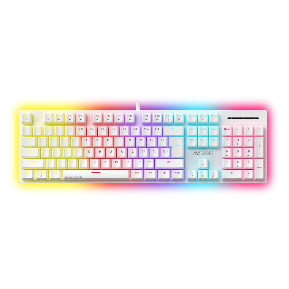 Ant Esports USB Gaming Keyboard Mechanical MK3400 Pro V3 RGB White Red Switch view 2